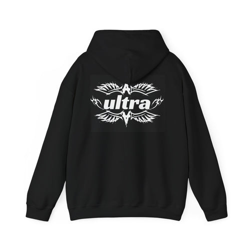 Ultra Logo Hoodie — Graphic Retro Winged Emblem Pullover